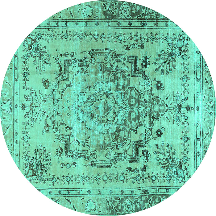 Round Machine Washable Persian Turquoise Traditional Area Rugs, wshtr4550turq