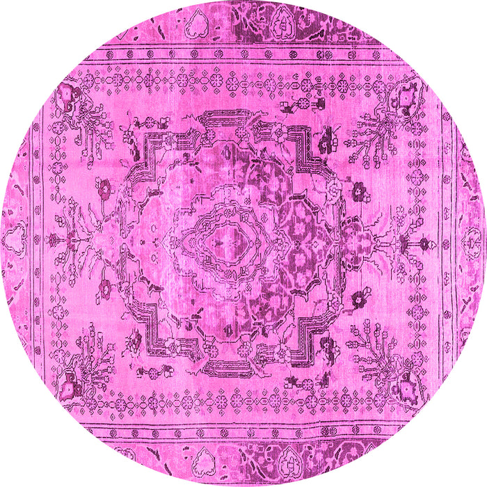 Round Machine Washable Persian Pink Traditional Rug, wshtr4550pnk