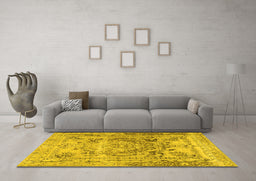 Machine Washable Persian Yellow Traditional Rug in a Living Room, wshtr4550yw