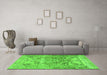 Machine Washable Persian Green Traditional Area Rugs in a Living Room,, wshtr4550grn