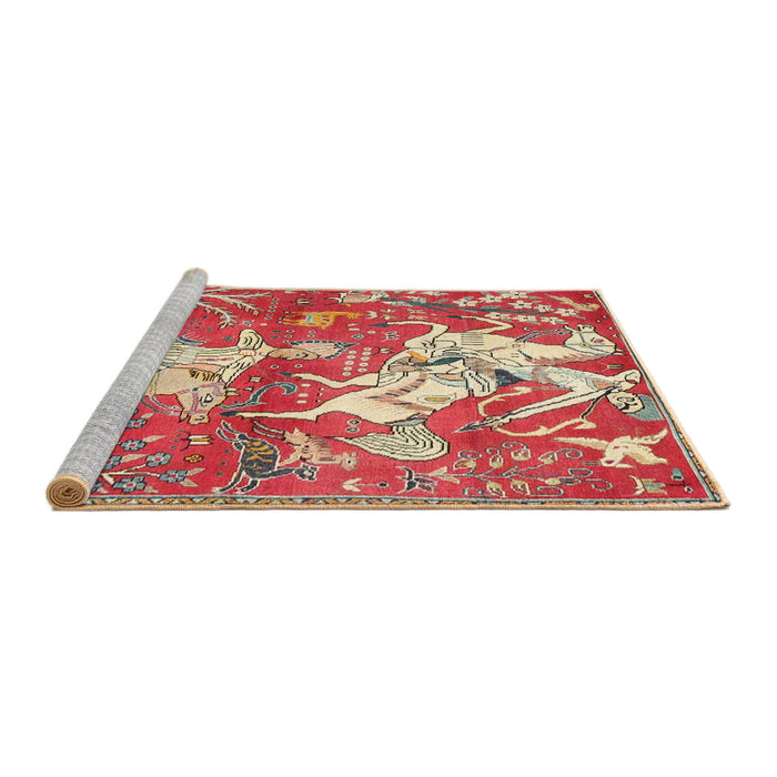 Sideview of Machine Washable Traditional Red Rug, wshtr4551