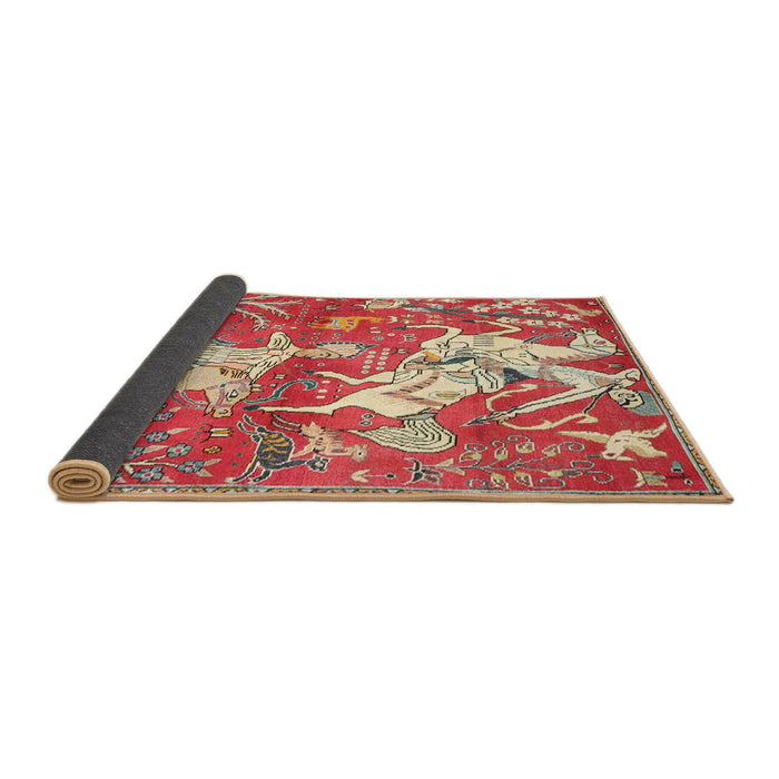 Sideview of Traditional Red Animal Rug, tr4551