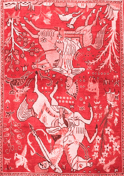 Animal Red Traditional Area Rugs