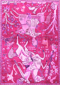 Animal Pink Traditional Rug, tr4551pnk