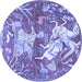 Round Animal Blue Traditional Rug, tr4551blu