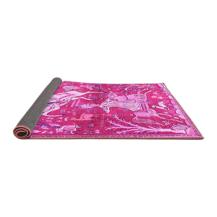 Sideview of Animal Pink Traditional Rug, tr4551pnk