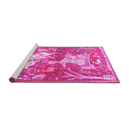 Sideview of Machine Washable Animal Pink Traditional Rug, wshtr4551pnk