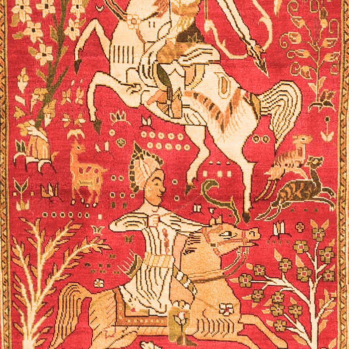 Serging Thickness of Machine Washable Animal Orange Traditional Area Rugs, wshtr4551org