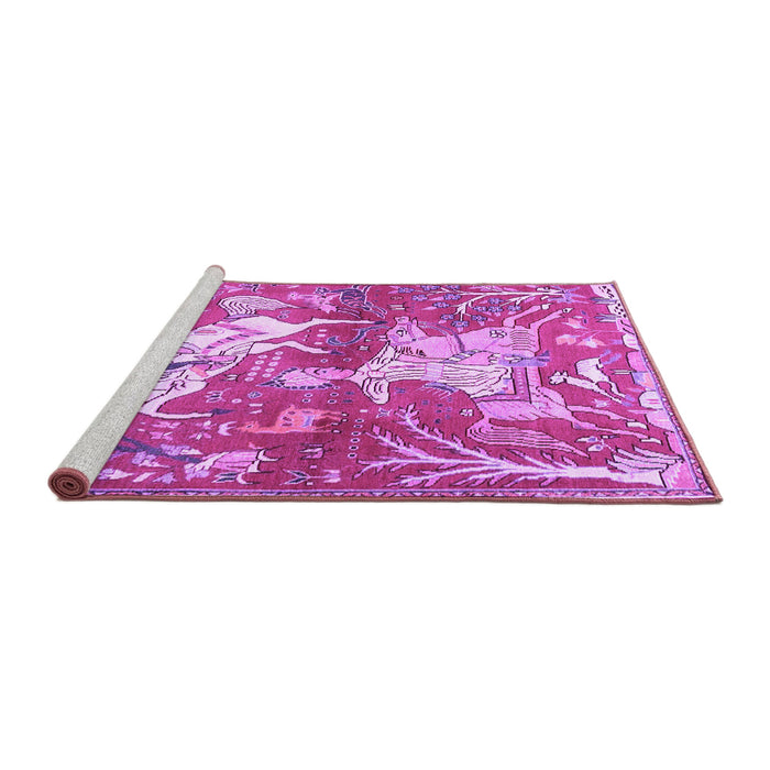 Sideview of Machine Washable Animal Purple Traditional Area Rugs, wshtr4551pur
