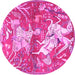 Round Animal Pink Traditional Rug, tr4551pnk