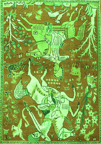 Animal Green Traditional Rug, tr4551grn