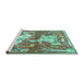 Sideview of Machine Washable Animal Turquoise Traditional Area Rugs, wshtr4551turq