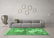 Machine Washable Animal Emerald Green Traditional Area Rugs in a Living Room,, wshtr4551emgrn