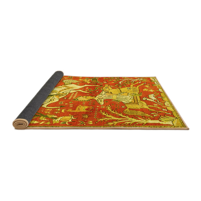 Sideview of Animal Yellow Traditional Rug, tr4551yw