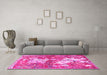 Machine Washable Animal Pink Traditional Rug in a Living Room, wshtr4551pnk