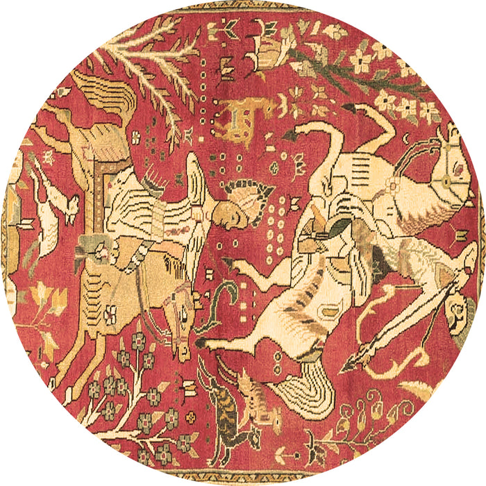 Round Animal Brown Traditional Rug, tr4551brn