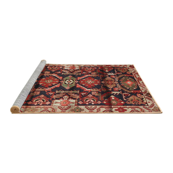 Sideview of Machine Washable Traditional Saffron Red Rug, wshtr4552