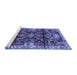 Sideview of Machine Washable Persian Blue Traditional Rug, wshtr4552blu