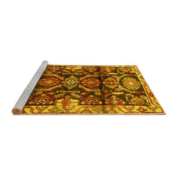 Sideview of Machine Washable Persian Yellow Traditional Rug, wshtr4552yw