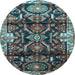 Round Persian Light Blue Traditional Rug, tr4552lblu