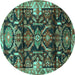 Round Persian Turquoise Traditional Rug, tr4552turq