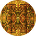 Round Persian Yellow Traditional Rug, tr4552yw