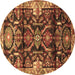 Round Persian Brown Traditional Rug, tr4552brn