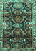 Machine Washable Persian Turquoise Traditional Area Rugs, wshtr4552turq