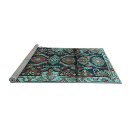 Sideview of Machine Washable Persian Light Blue Traditional Rug, wshtr4552lblu
