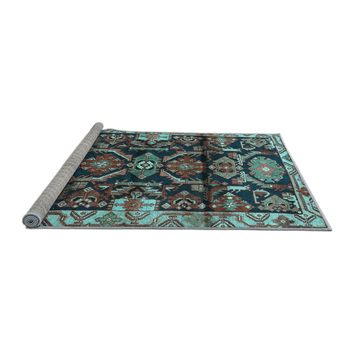 Sideview of Machine Washable Persian Light Blue Traditional Rug, wshtr4552lblu