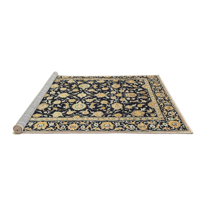 Sideview of Machine Washable Traditional Brown Rug, wshtr4553