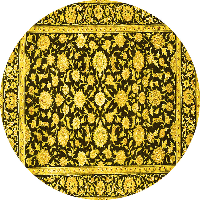 Round Persian Yellow Traditional Rug, tr4553yw