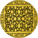 Round Machine Washable Persian Yellow Traditional Rug, wshtr4553yw