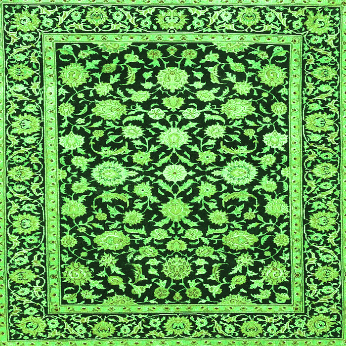 Round Machine Washable Persian Green Traditional Area Rugs, wshtr4553grn