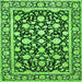 Round Machine Washable Persian Green Traditional Area Rugs, wshtr4553grn