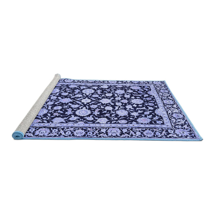Sideview of Machine Washable Persian Blue Traditional Rug, wshtr4553blu