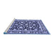 Sideview of Machine Washable Persian Blue Traditional Rug, wshtr4553blu