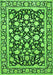 Serging Thickness of Machine Washable Persian Green Traditional Area Rugs, wshtr4553grn