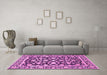 Machine Washable Persian Pink Traditional Rug in a Living Room, wshtr4553pnk