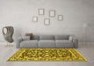 Machine Washable Persian Yellow Traditional Rug in a Living Room, wshtr4553yw