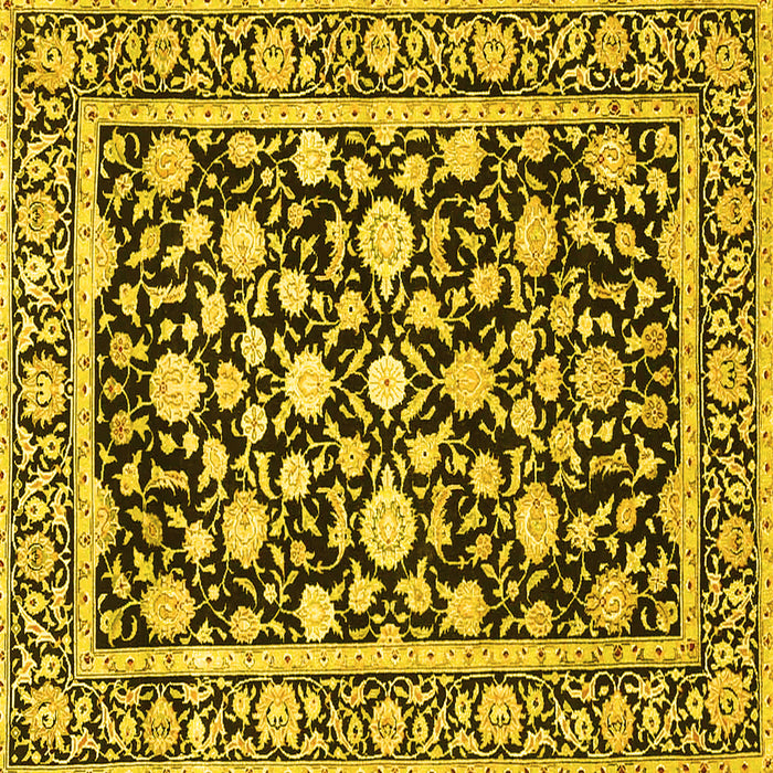 Square Machine Washable Persian Yellow Traditional Rug, wshtr4553yw