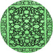 Round Persian Emerald Green Traditional Rug, tr4553emgrn