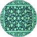 Round Persian Turquoise Traditional Rug, tr4553turq