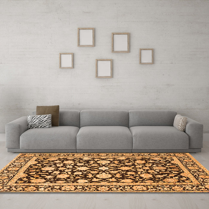 Machine Washable Persian Orange Traditional Area Rugs in a Living Room, wshtr4553org