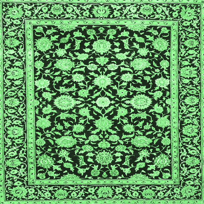 Square Machine Washable Persian Emerald Green Traditional Area Rugs, wshtr4553emgrn