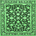 Square Machine Washable Persian Emerald Green Traditional Area Rugs, wshtr4553emgrn