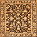 Round Machine Washable Persian Orange Traditional Area Rugs, wshtr4553org