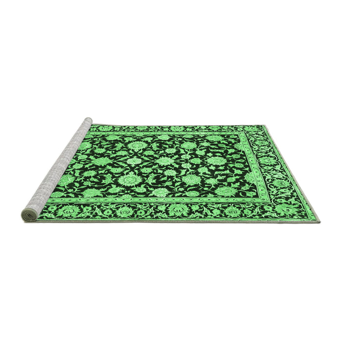 Sideview of Machine Washable Persian Emerald Green Traditional Area Rugs, wshtr4553emgrn