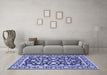 Machine Washable Persian Blue Traditional Rug in a Living Room, wshtr4553blu