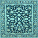 Square Machine Washable Persian Light Blue Traditional Rug, wshtr4553lblu